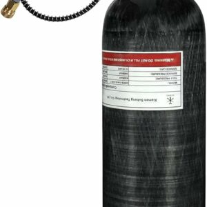 Carbon Schietsport cilinder 300bar 6,8ltr met PCP vulslang en draagtas